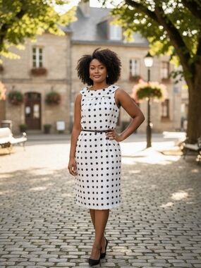 madison leigh White Dress with Black Polka Dots